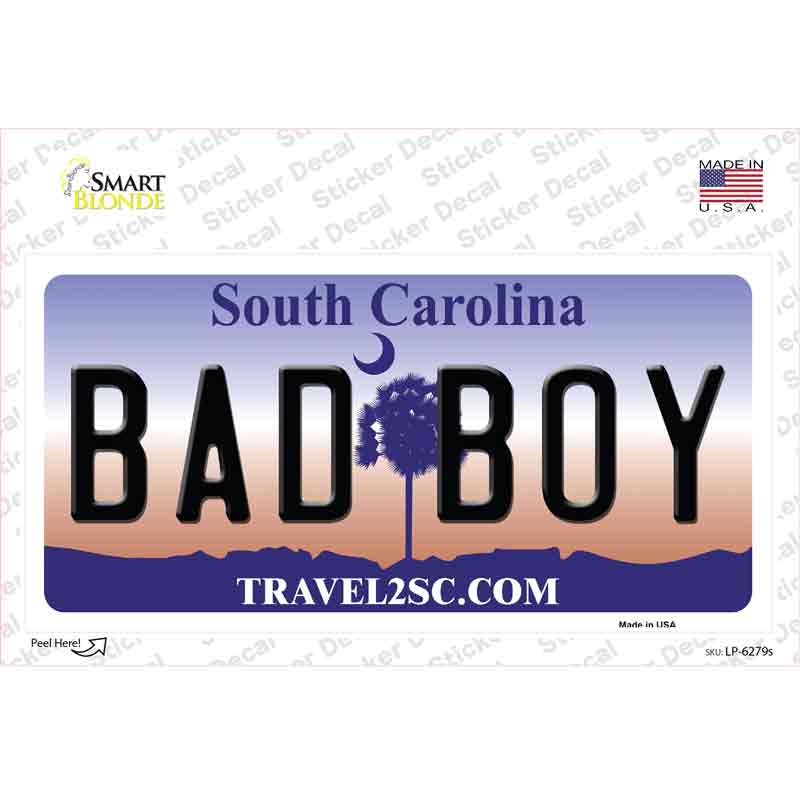 Bad Boy South Carolina Novelty Sticker Decal Small