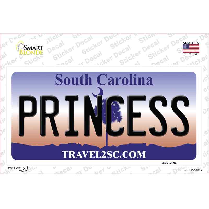 Princess South Carolina Novelty Sticker Decal Small