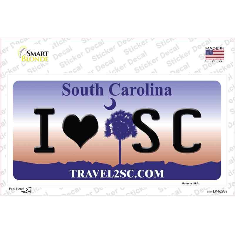 I Love South Carolina Novelty Sticker Decal Small