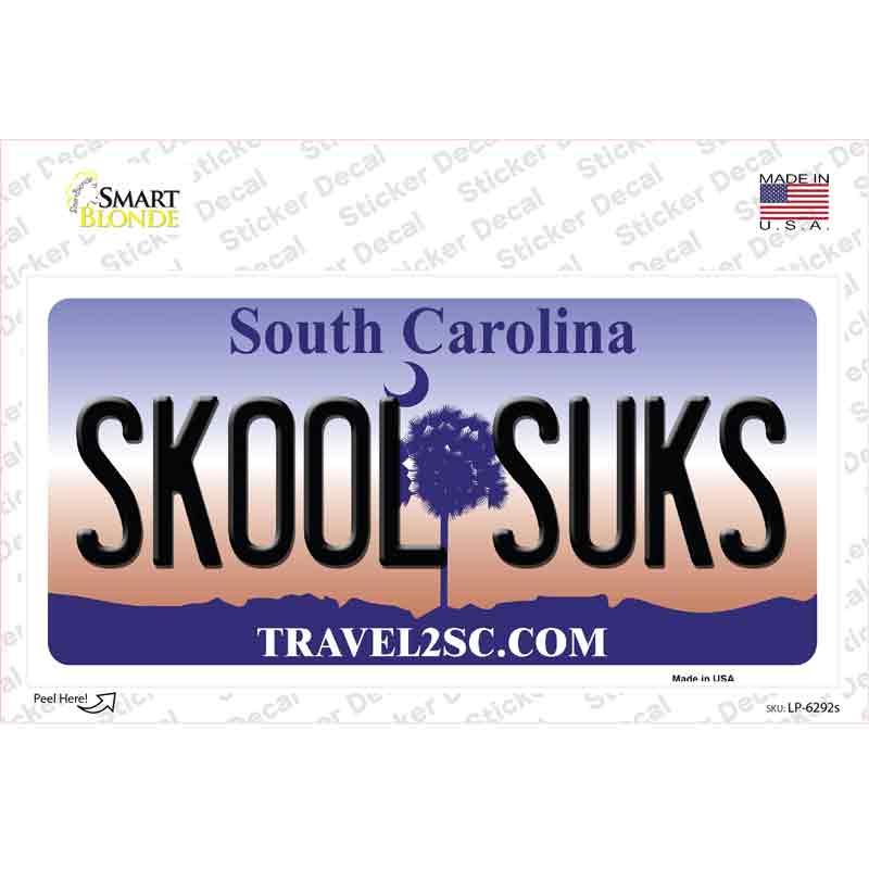 Skool Suks South Carolina Novelty Sticker Decal Small