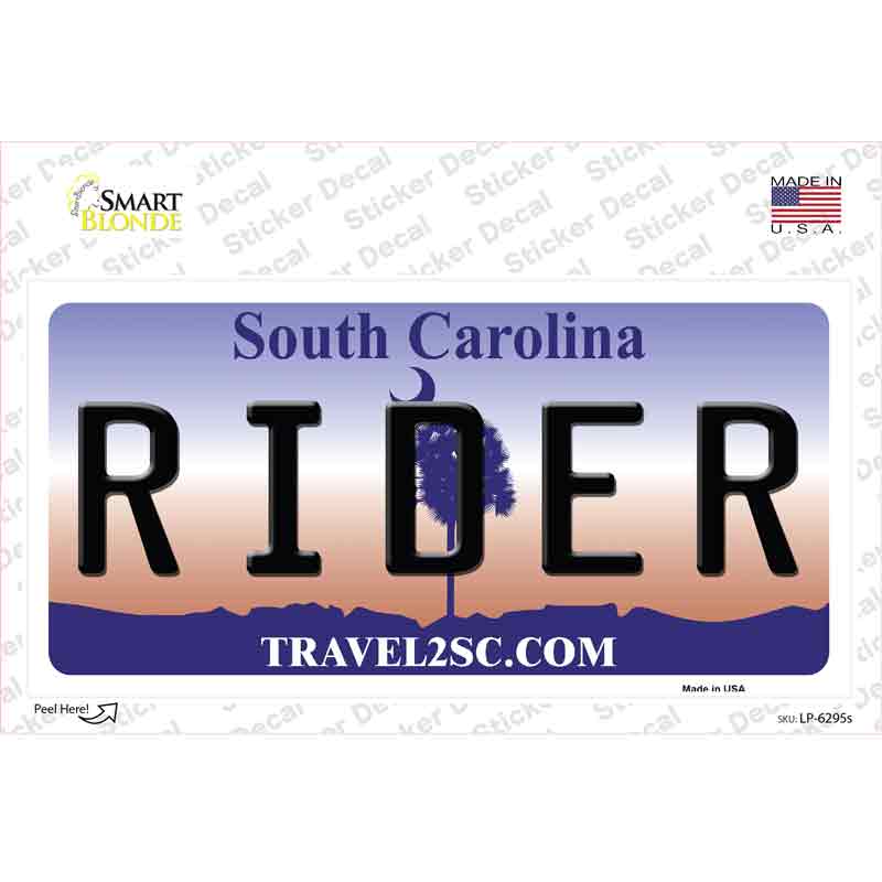 Rider South Carolina Novelty Sticker Decal Small