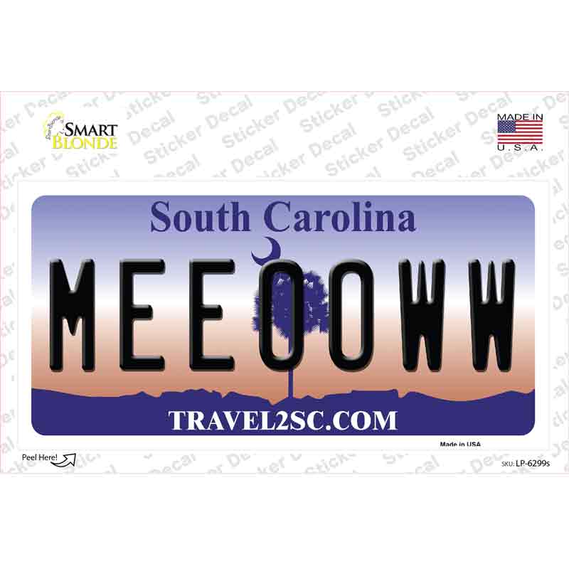 Meeooww South Carolina Novelty Sticker Decal Small