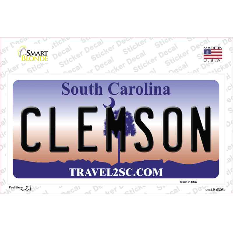 Clemson South Carolina Novelty Sticker Decal Small