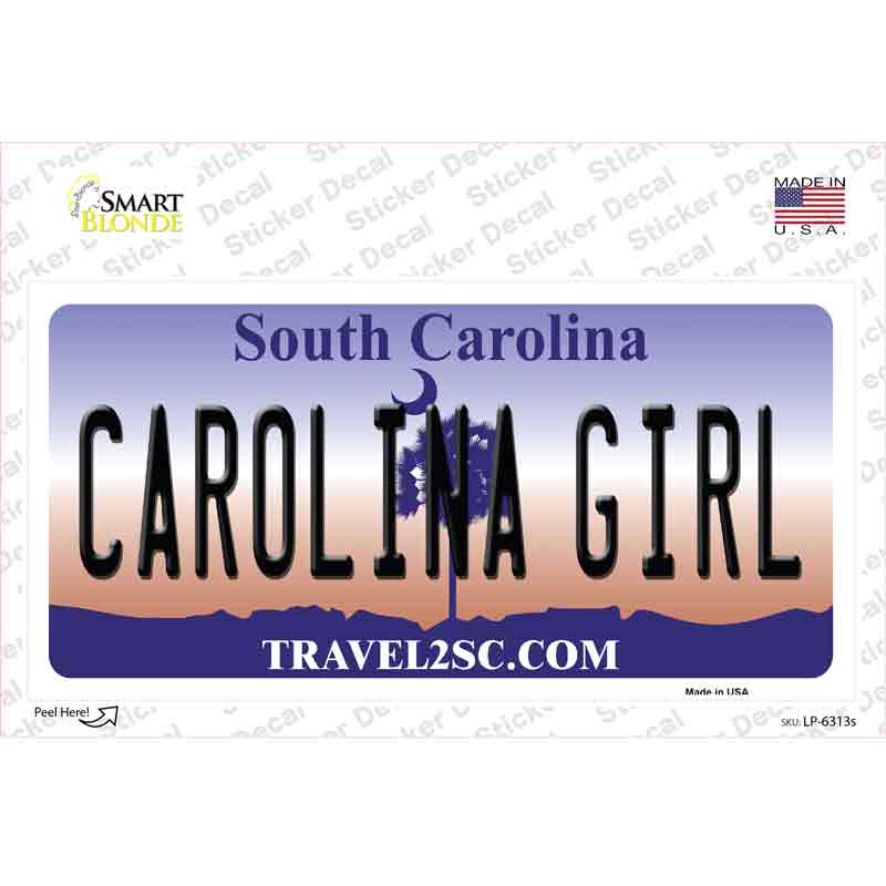 Carolina Girl South Carolina Novelty Sticker Decal Small