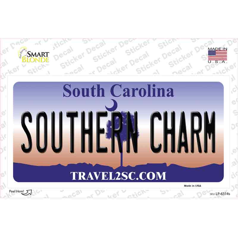 Southern Charm South Carolina Novelty Sticker Decal Small