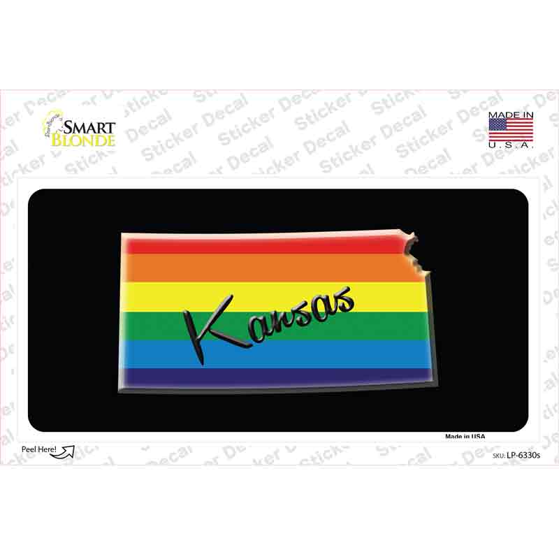 Kansas Rainbow Novelty Sticker Decal Small