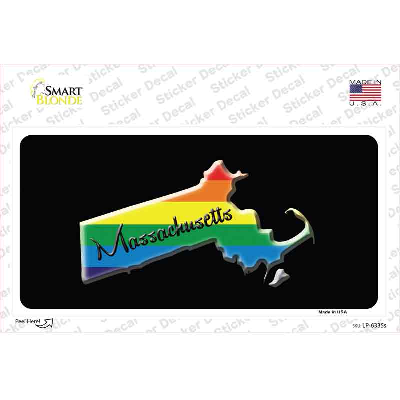 Massachusetts Rainbow Novelty Sticker Decal Small