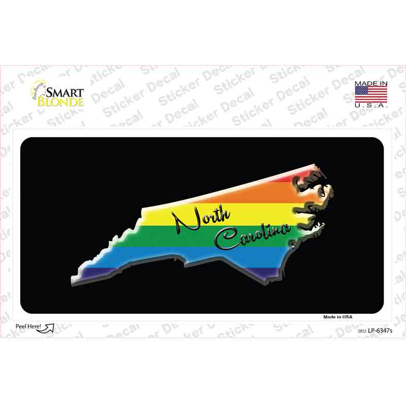 North Carolina Rainbow Novelty Sticker Decal Small