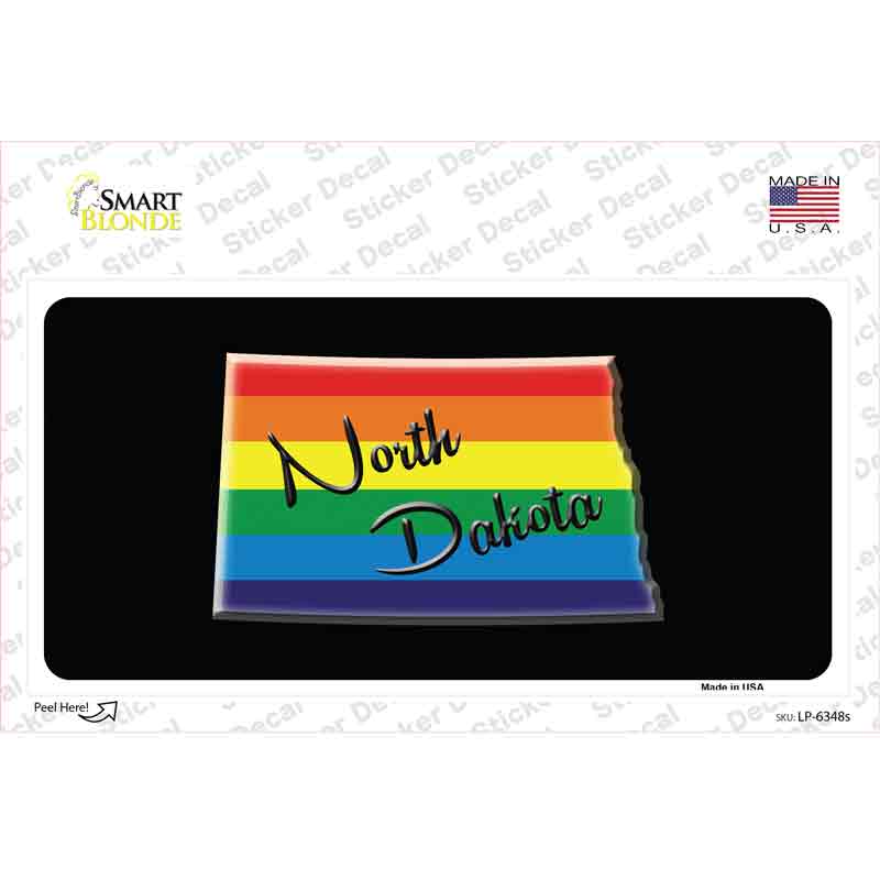 North Dakota Rainbow Novelty Sticker Decal Small