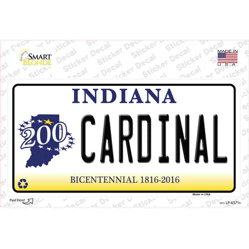 Cardinal Indiana Novelty Sticker Decal Small