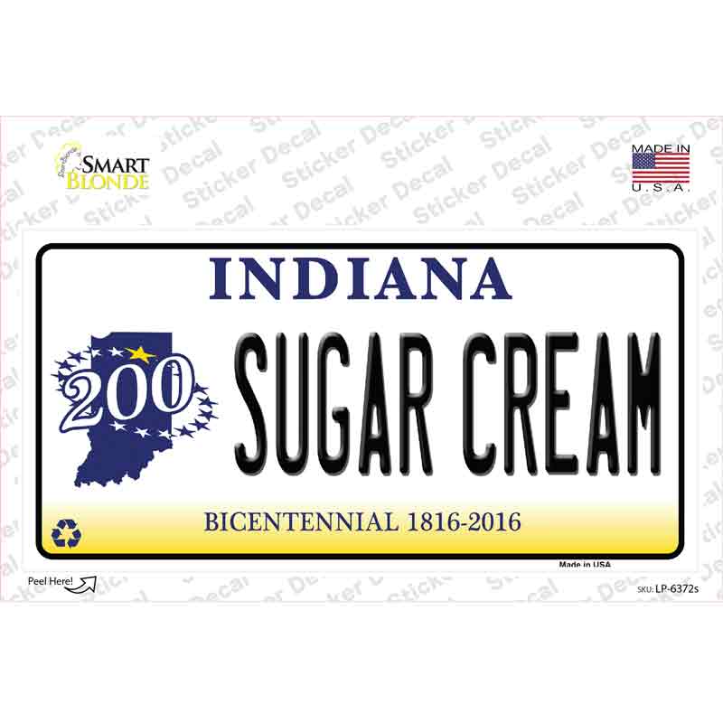 Sugar Cream Indiana Novelty Sticker Decal Small