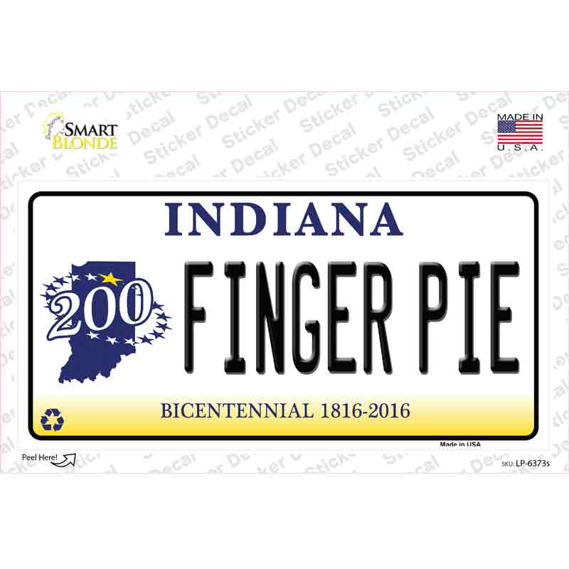 Finger Pie Indiana Novelty Sticker Decal Small