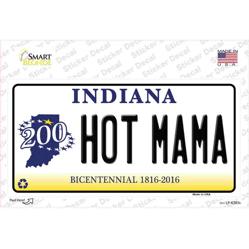 Hot Mama Indiana Novelty Sticker Decal Small