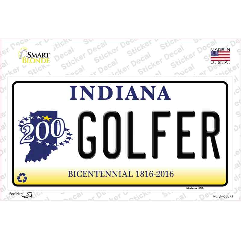 Golfer Indiana Novelty Sticker Decal