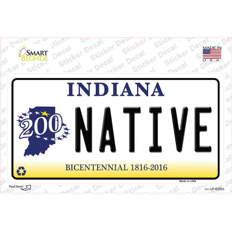 Native Indiana Novelty Sticker Decal Small