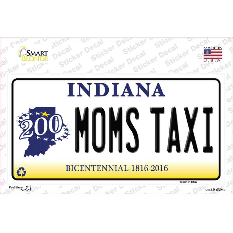 Moms Taxi Indiana Novelty Sticker Decal Small