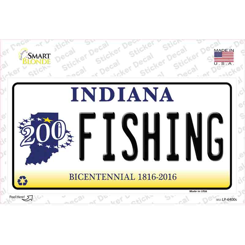 Fishing Indiana Novelty Sticker Decal