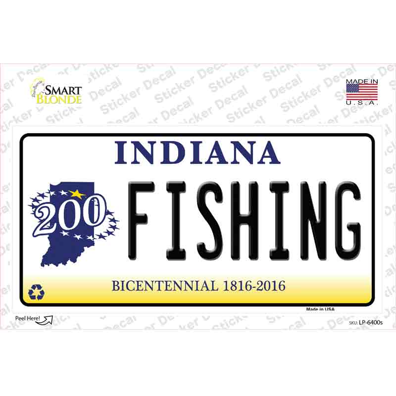 Fishing Indiana Novelty Sticker Decal Small