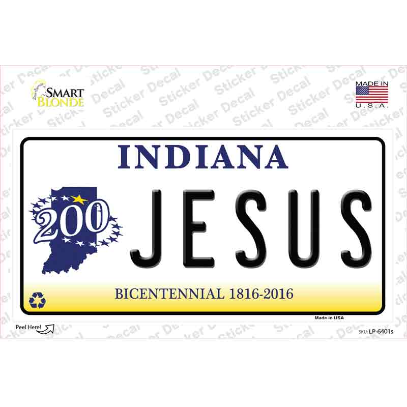 Jesus Indiana Novelty Sticker Decal Small