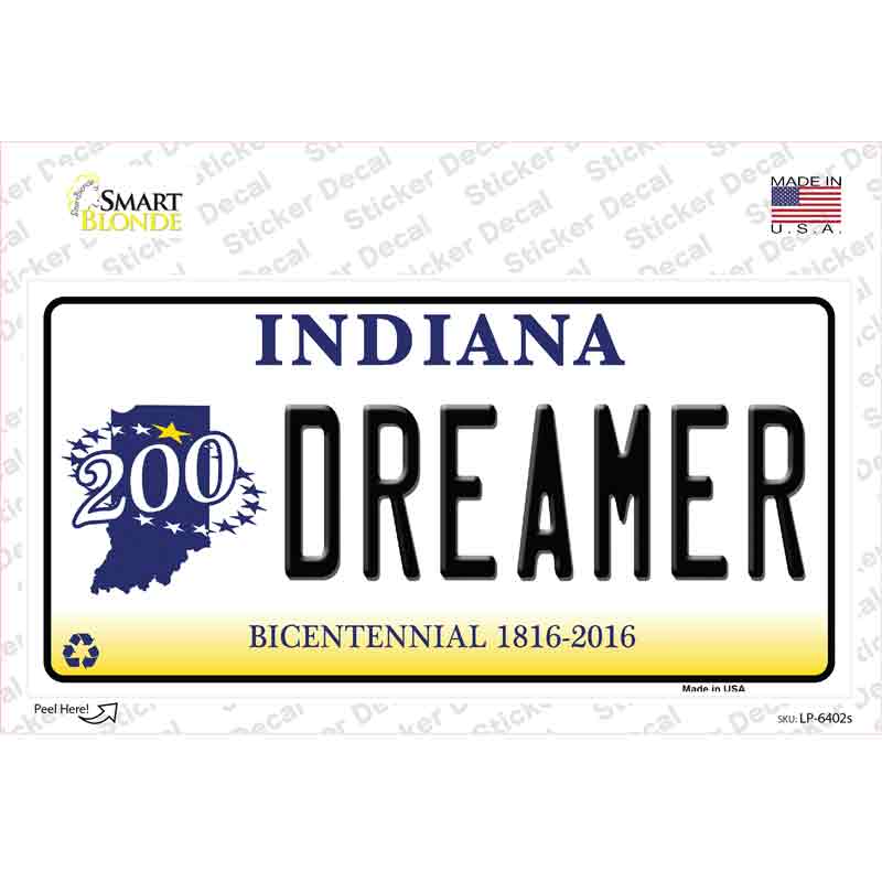 Dreamer Indiana Novelty Sticker Decal Small