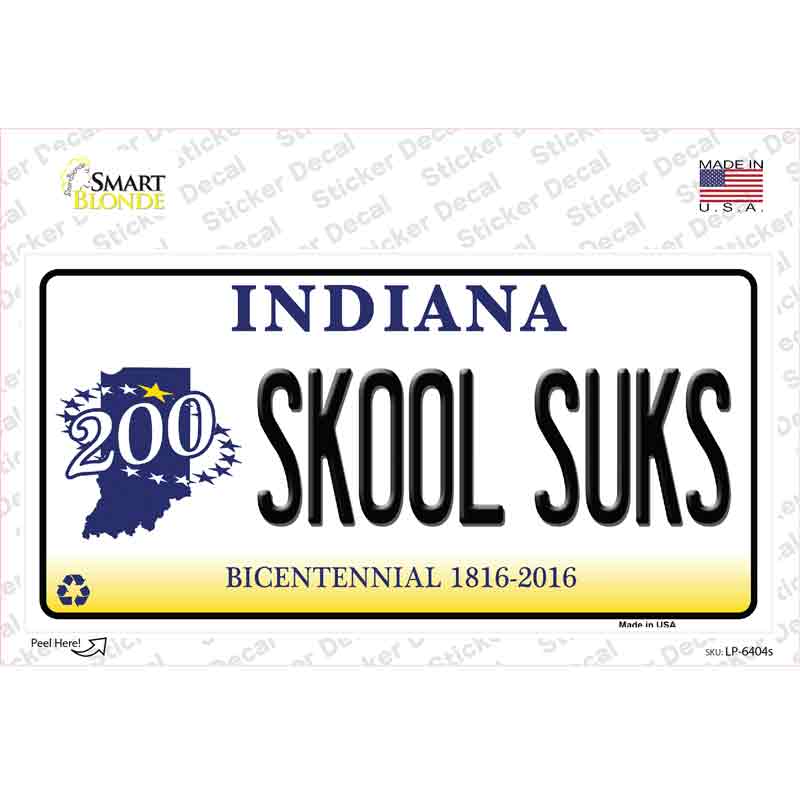 Skook Suks Indiana Novelty Sticker Decal Small