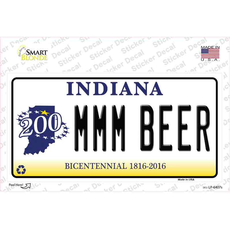 MMM Beer Indiana Novelty Sticker Decal Small