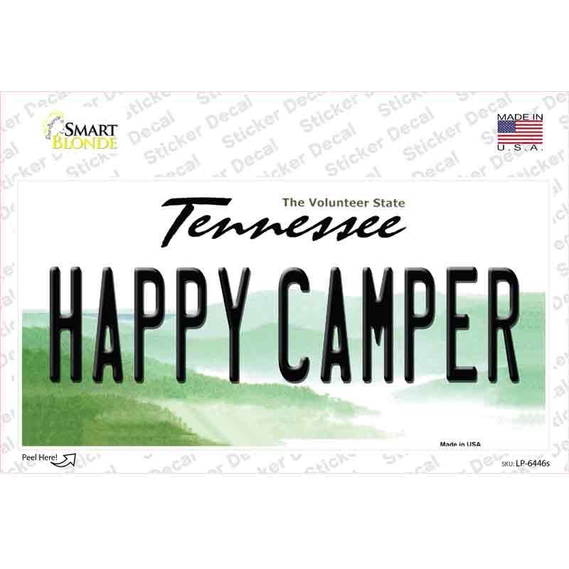 Happy Camper Tennessee Novelty Sticker Decal Small