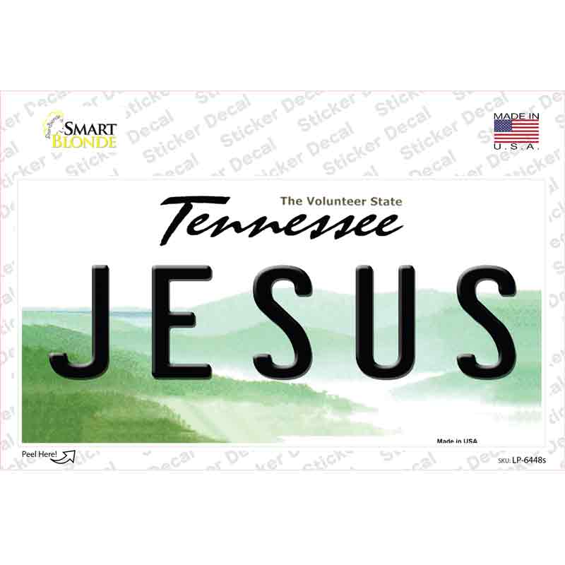 Jesus Tennessee Novelty Sticker Decal Small