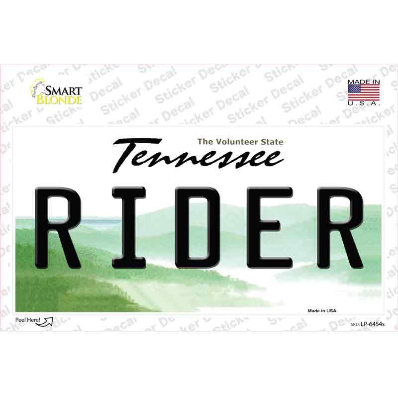 Rider Tennessee Novelty Sticker Decal Small