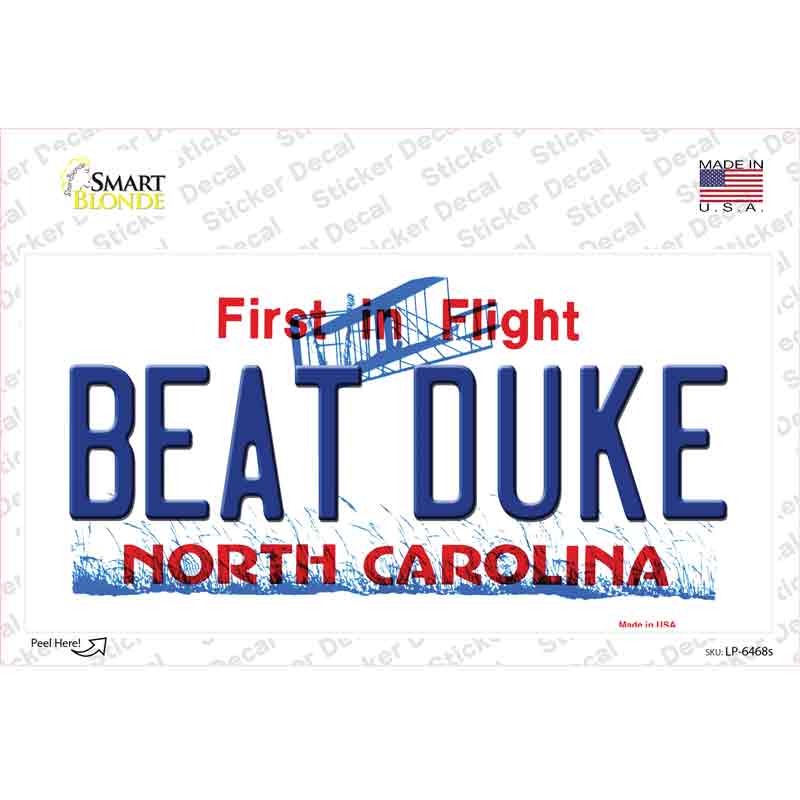 Beat Duke North Carolina Novelty Sticker Decal Small