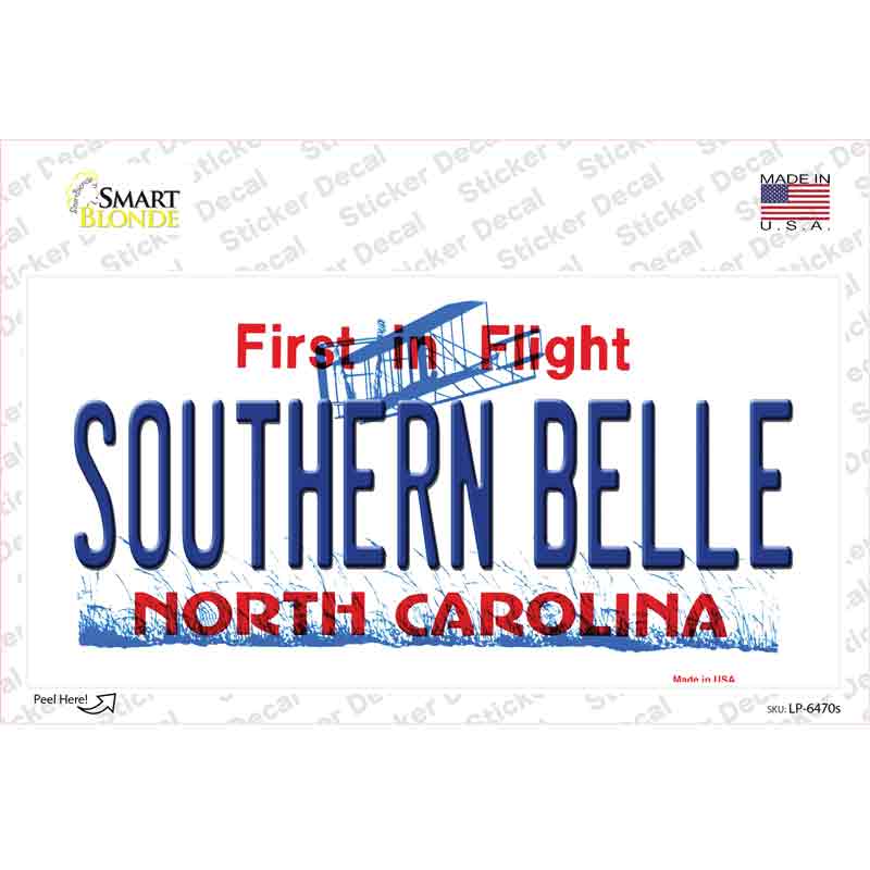 Southern Belle North Carolina Novelty Sticker Decal Small