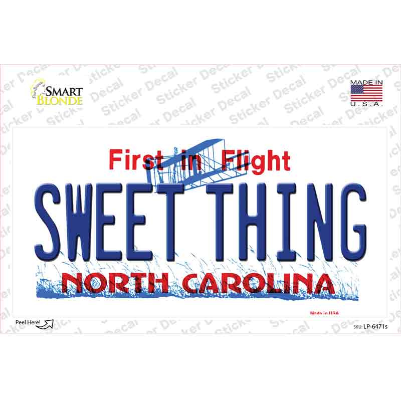 Sweet Thing North Carolina Novelty Sticker Decal Small