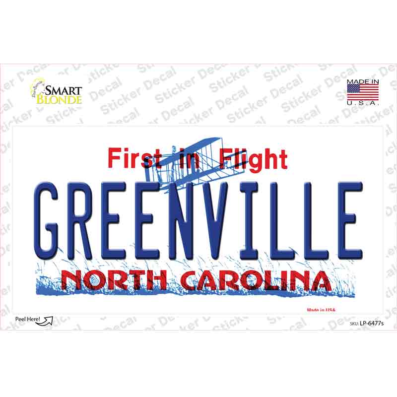 Greenville North Carolina Novelty Sticker Decal Small