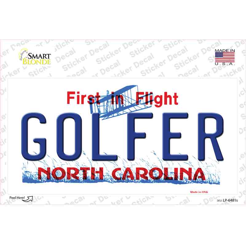 Golfer North Carolina Novelty Sticker Decal Small