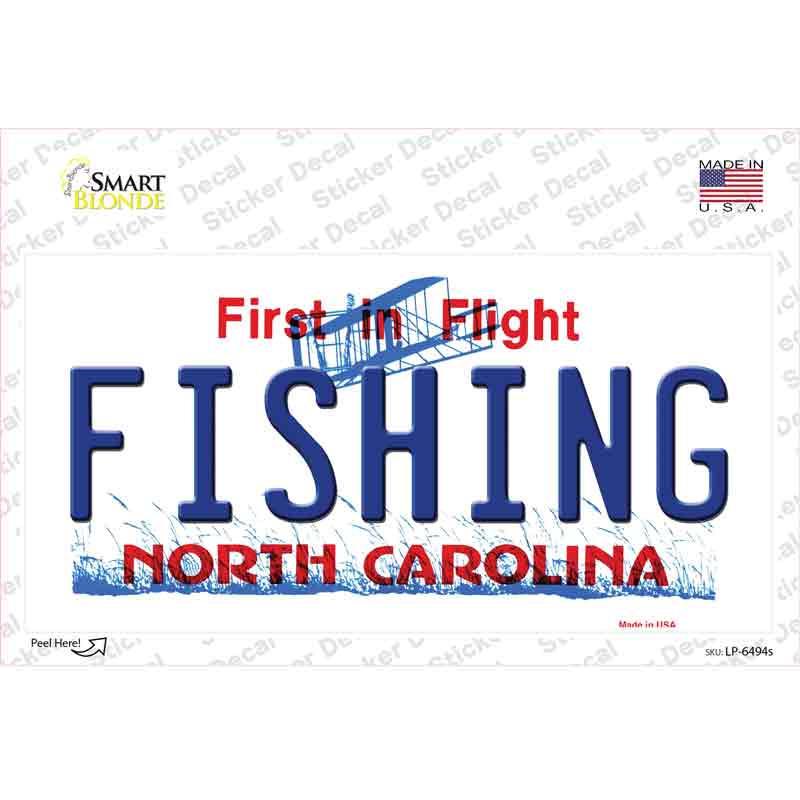 Fishing North Carolina Novelty Sticker Decal Small