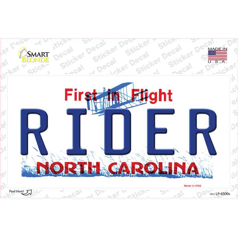 Rider North Carolina Novelty Sticker Decal Small