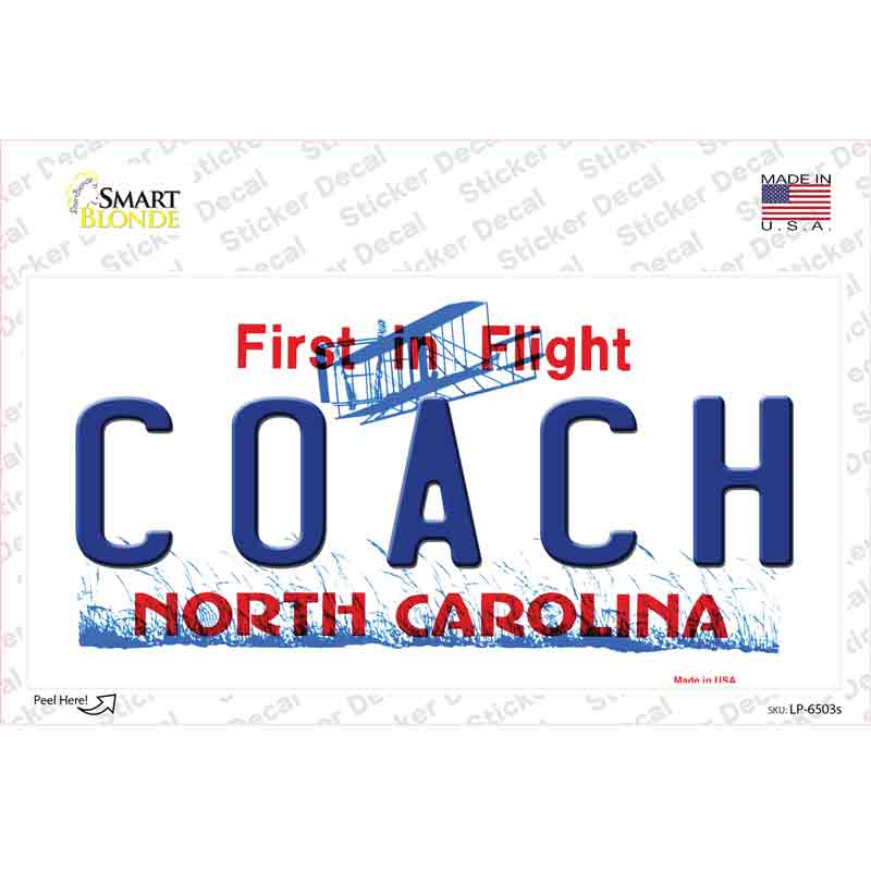 Coach North Carolina Novelty Sticker Decal Small