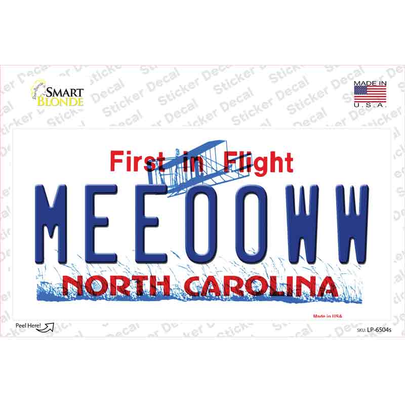 Meeooww North Carolina Novelty Sticker Decal Small