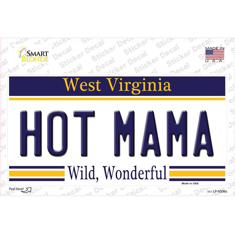 Hot Mama West Virginia Novelty Sticker Decal Small