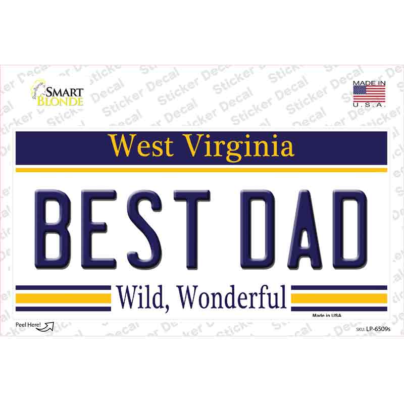 Best Dad West Virginia Novelty Sticker Decal Small