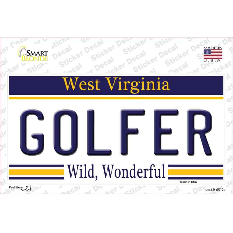 Golfer West Virginia Novelty Sticker Decal Small