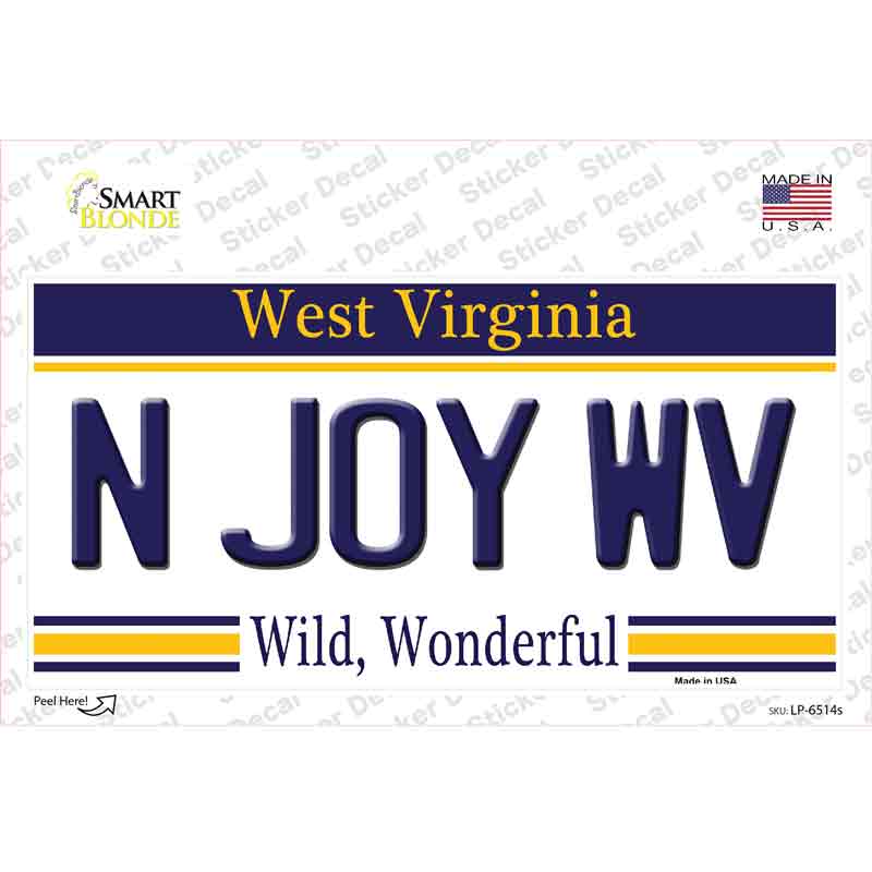 N Joy West Virginia Novelty Sticker Decal Small