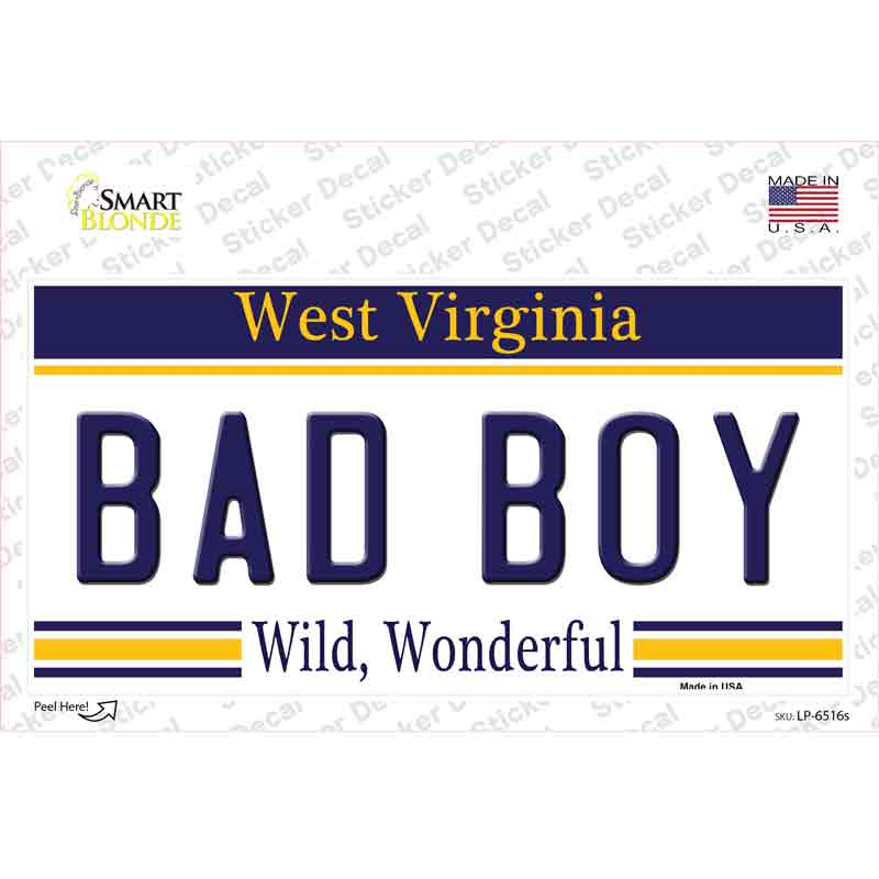 Bad Boy West Virginia Novelty Sticker Decal Small