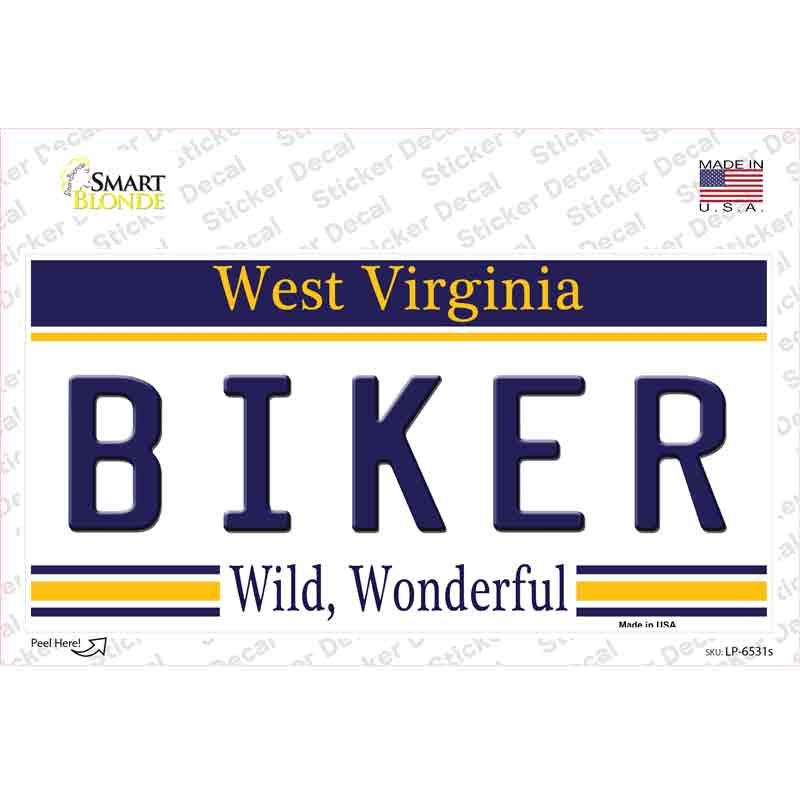 Biker West Virginia Novelty Sticker Decal Small