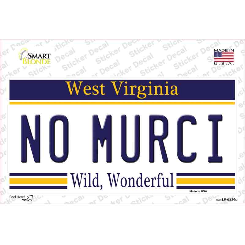 No Murci West Virginia Novelty Sticker Decal Small