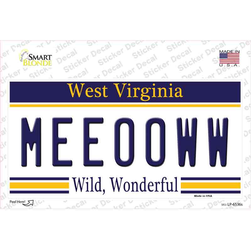 Meeooww West Virginia Novelty Sticker Decal Small