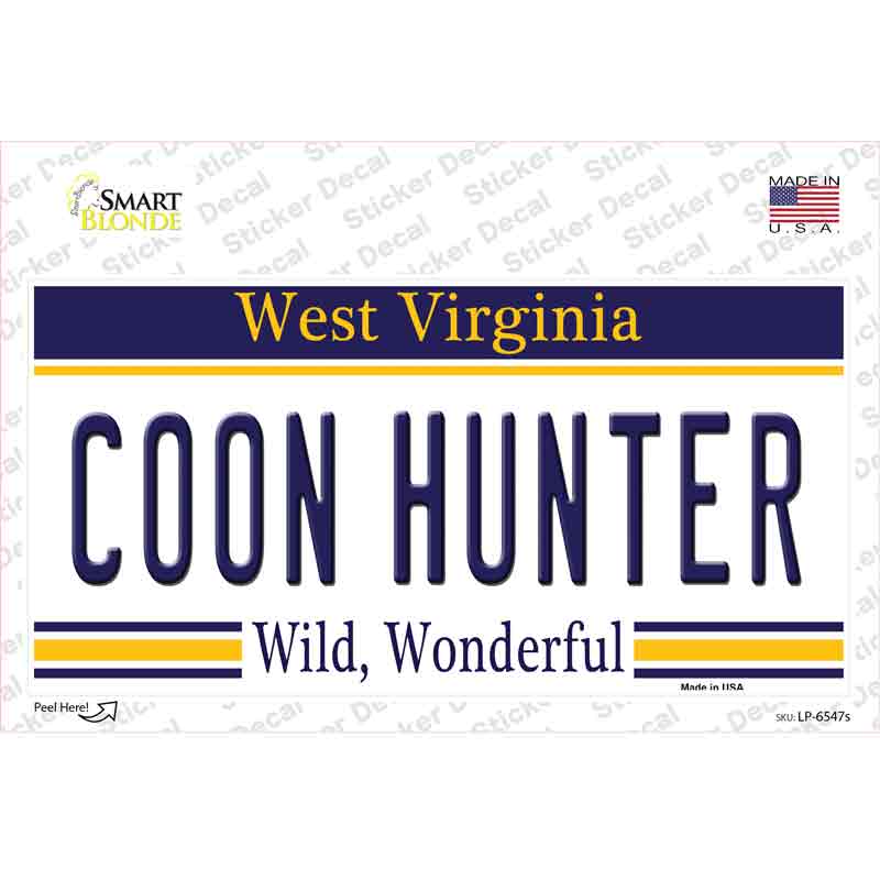 Coon Hunter West Virginia Novelty Sticker Decal Small