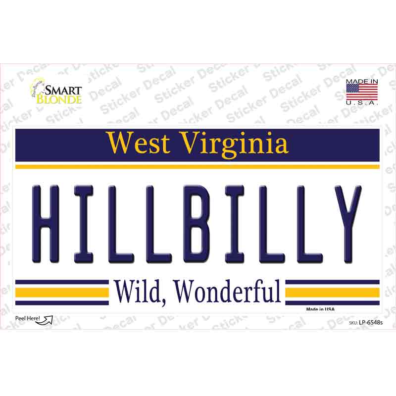 Hillbilly West Virginia Novelty Sticker Decal Small