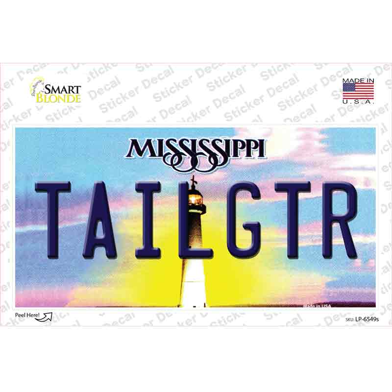 Tailgtr Mississippi Novelty Sticker Decal Small