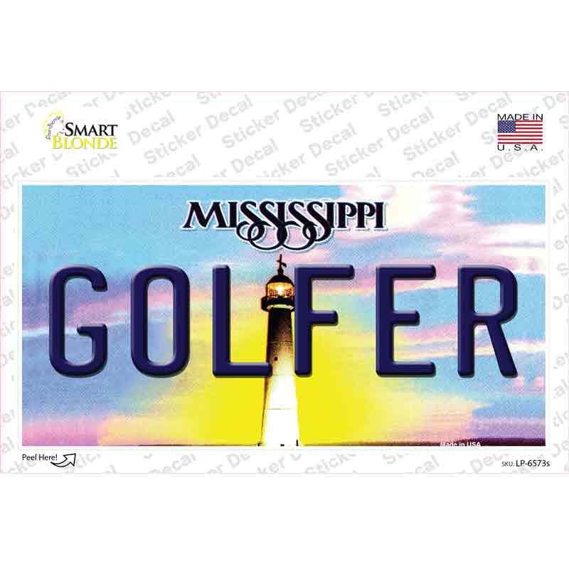 Golfer Mississippi Novelty Sticker Decal Small